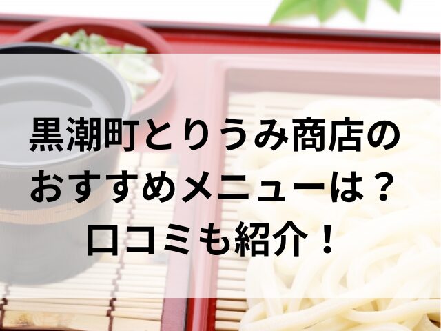 黒潮町とりうみ商店のおすすめメニューは？口コミも紹介！